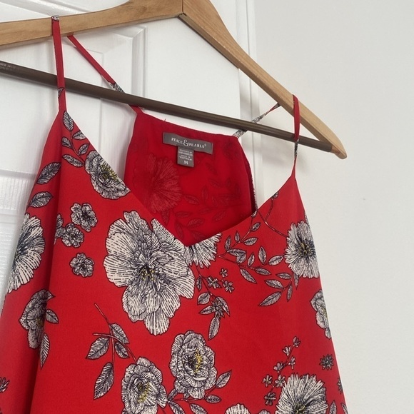 Peace and Pearls NWT red floral tank top. - Picture 4 of 11